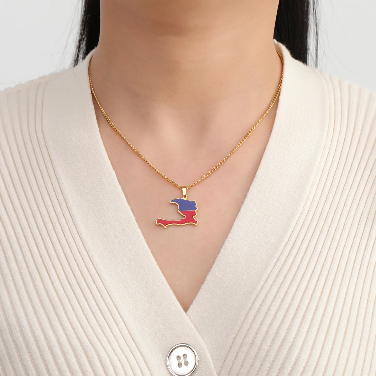 Haiti Map Flag Necklace produc