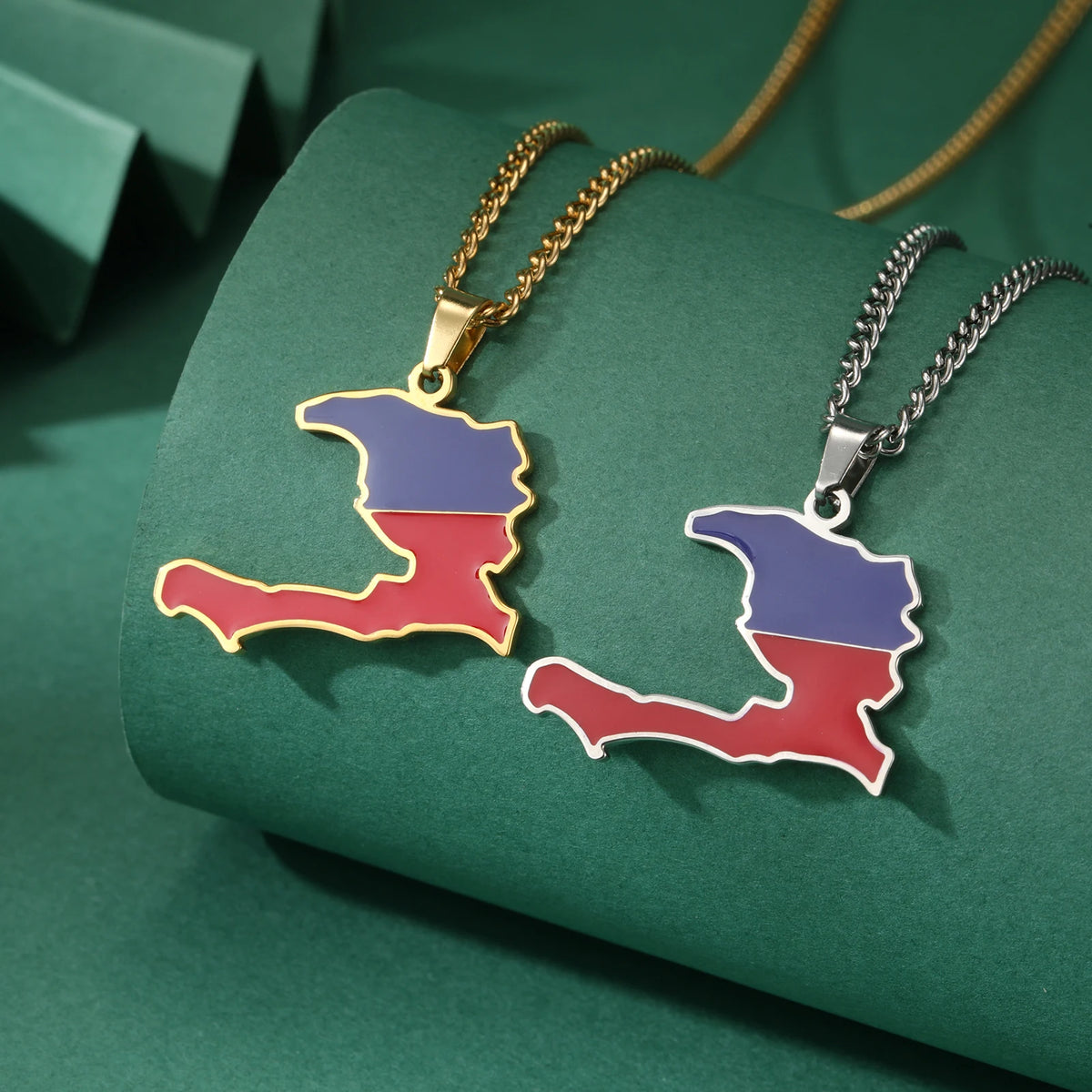 Haiti Map Flag Necklace produc