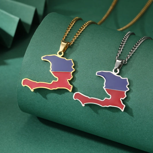 Haiti Map Flag Necklace produc